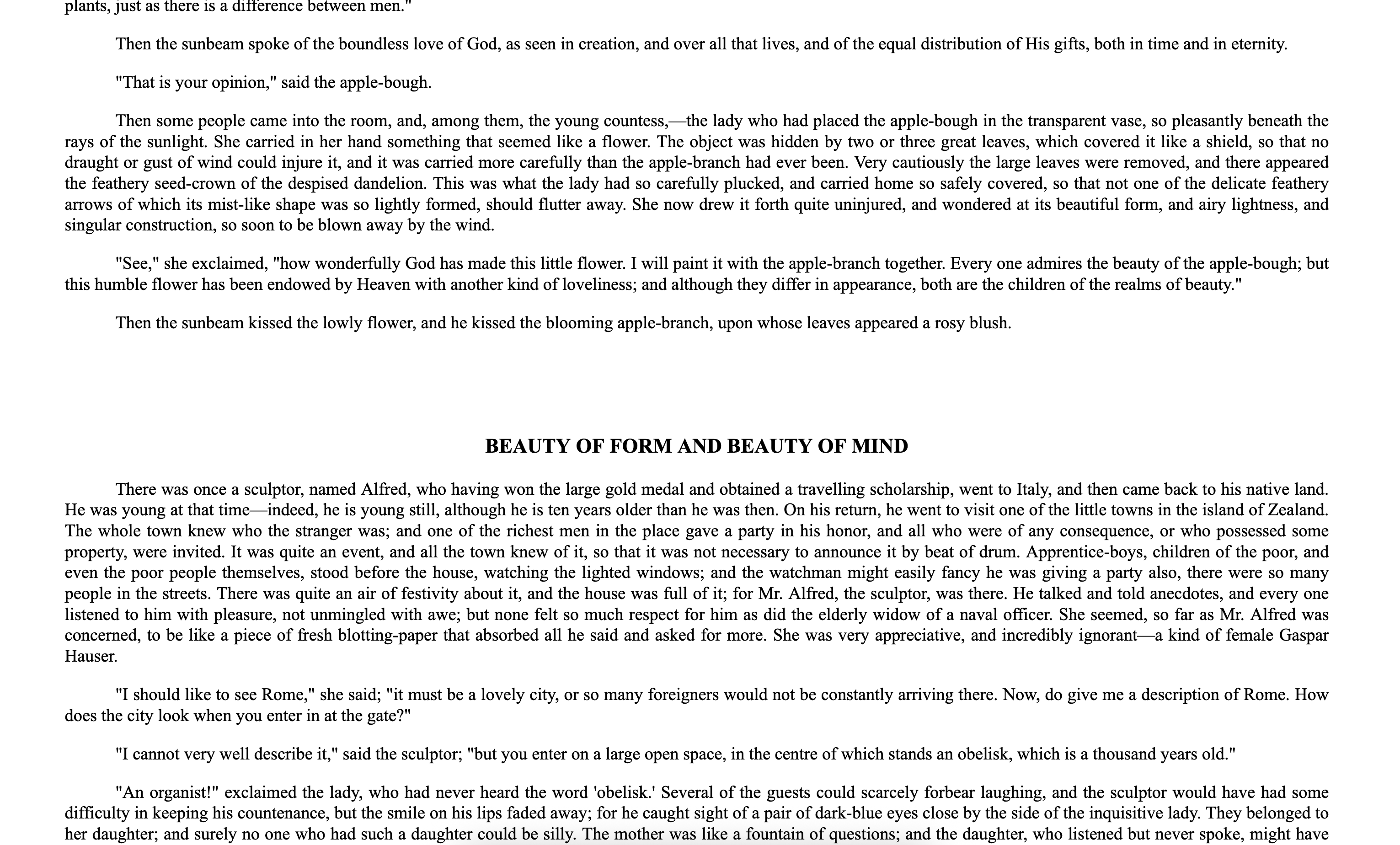 plain markup of a hans christian andersen story